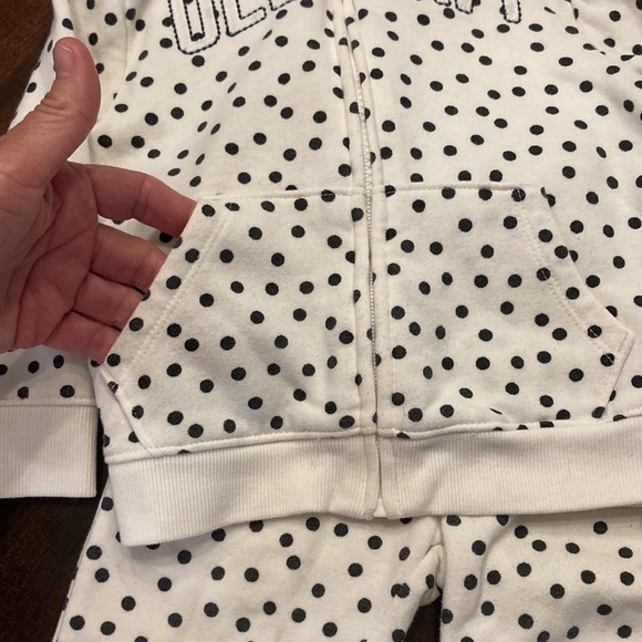 GUC Old navy White w/ black polka dots sweat suit full zip jacket w/ sweatpants - Picture 3 of 9